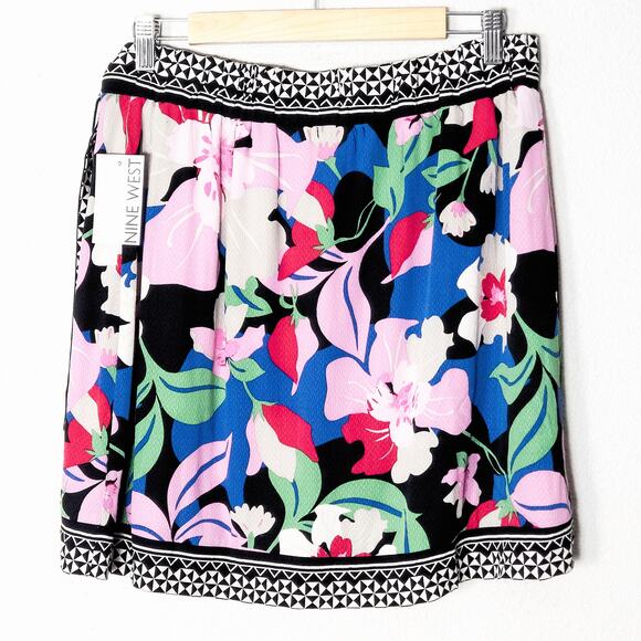 NEW Nine West Women’s Skirt Garden Party Whimsigoth Cottagecore Floral Print L - Picture 2 of 8